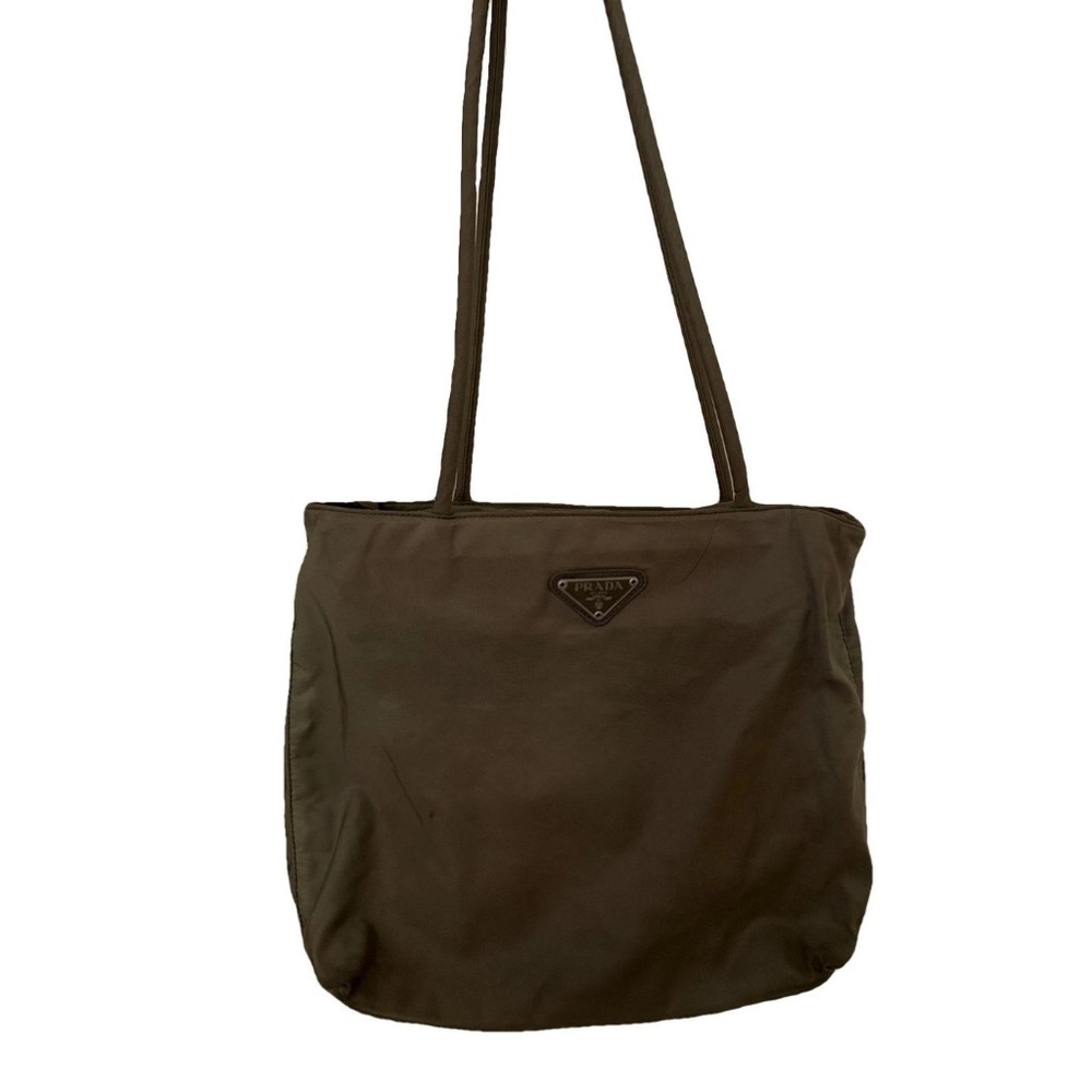 Olive green nylon Prada tote